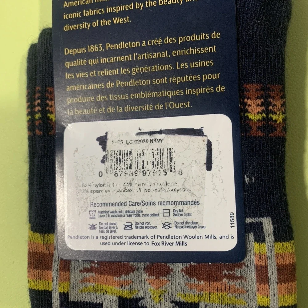 NEW Pendleton Wool Blends Crew Sock Harding /Navy